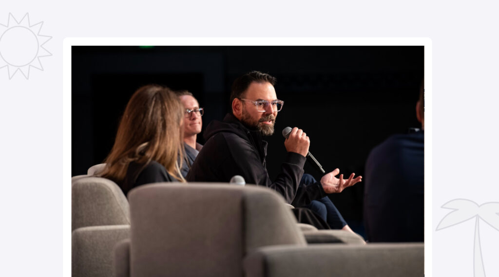 Image of Alex Vander Hoeven, Race Roster CEO, speaking in panel